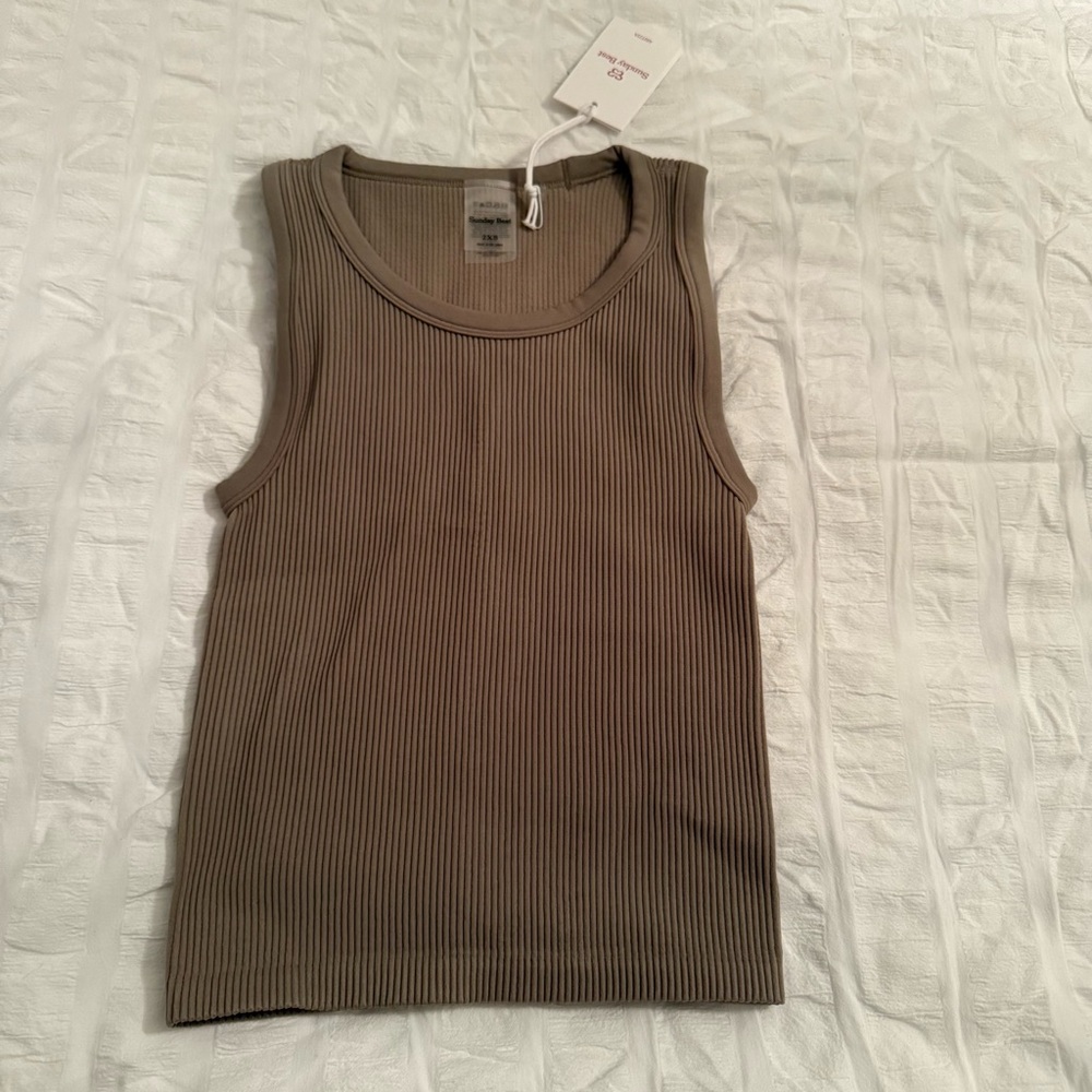 Sunday Best Ribbed Sundried Olive Crew Ribbed Tank